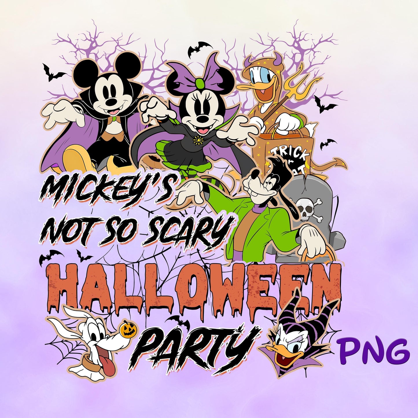 Magic Kingdom Mickeys Not So Scary Halloween Party PNG, Mouse and Friends Halloween Png, Retro Halloween Png, Halloween Png File