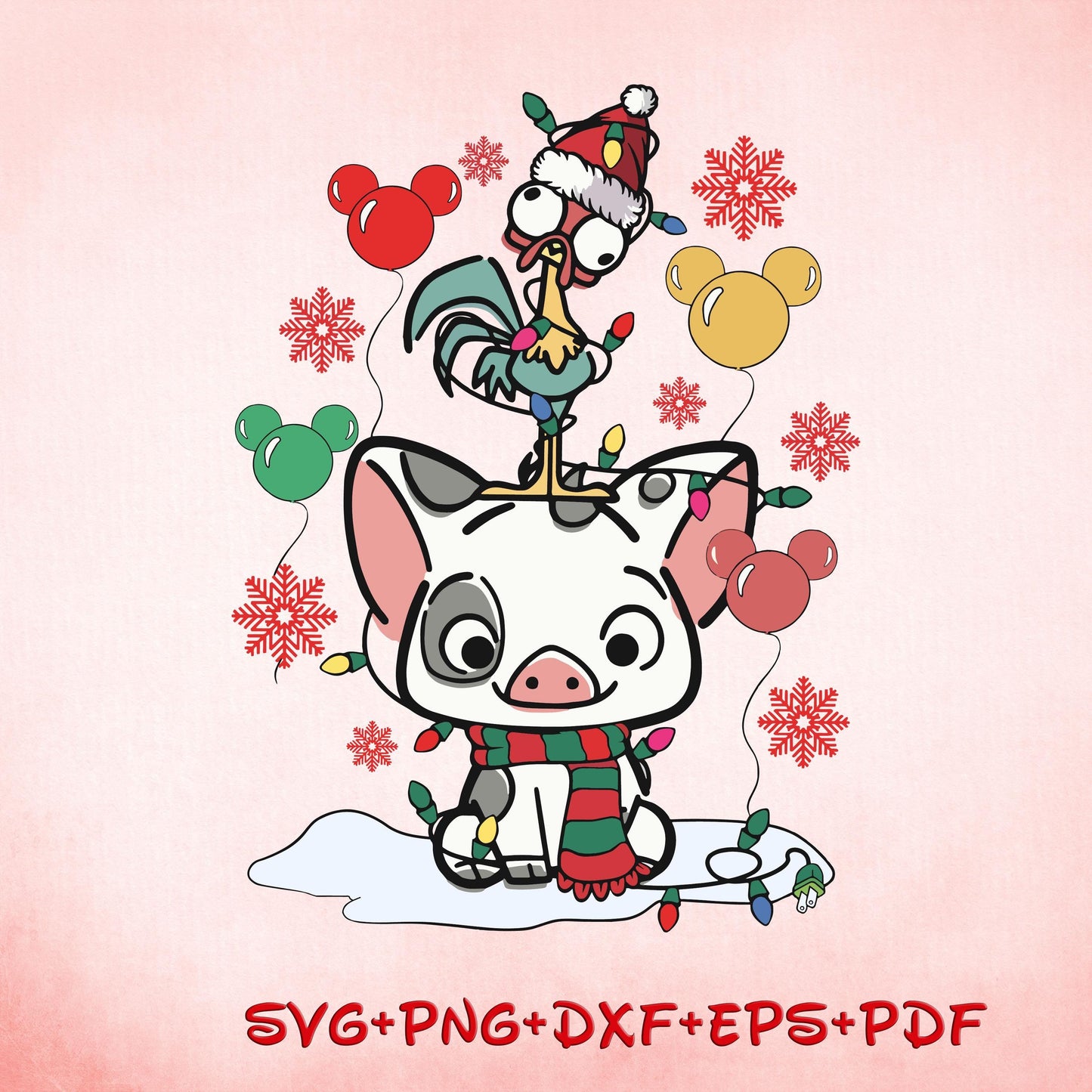 Pua And Heihei SVG PNG, Moana Christmas Svg, Moana Christmas 2 Png, Moana Svg, Pua And Heihei Png, Pua Christmas Svg, Hei Hei Christmas Png