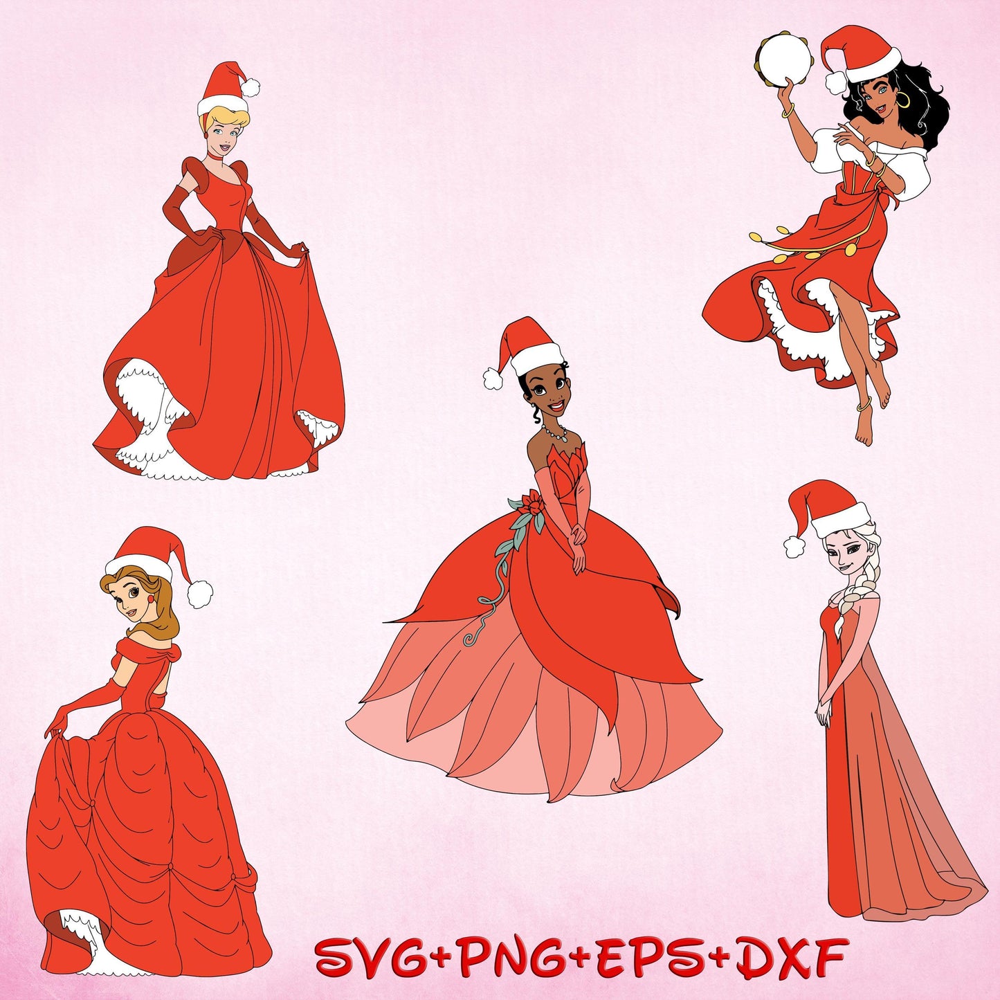 Red Princess Santa Hat svg png christmas, Christmas princess Svg, Christmas Character, Holiday Svg Png Files For Sublimation images bundle