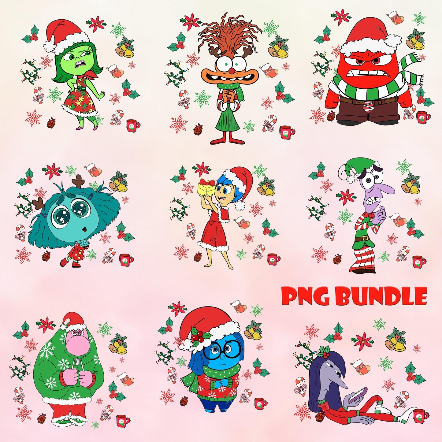 Inside Out Christmas Emotions Friends Svg Bundle, Merry Christmas Svg,Family Christmas Svg,Mental Health Matters Svg images bundle