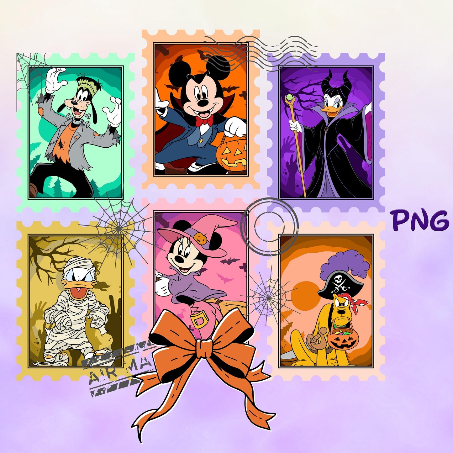 Mickey And Friends Haunted House Halloween Stamps PNG Bundle, Haunted Mansion png, Mickey, Minnie, Daisy, Goofy, Donald Friends Halloween