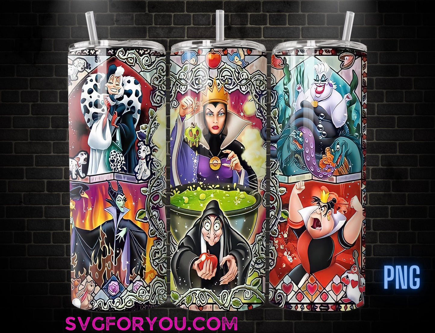 Villains Wicked Coffee 20oz Skinny Tumbler Template PNG, Villains Skinny Tumbler Wrap Design PNG File Digital Download