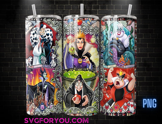 Villains Wicked Coffee 20oz Skinny Tumbler Template PNG, Villains Skinny Tumbler Wrap Design PNG File Digital Download