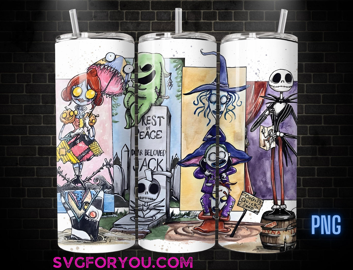 Retro Jack Skellington 20 oz Skinny Tumbler, Halloween Sublimation Design Template, Nightmare Before Christmas Comic Book Strip png