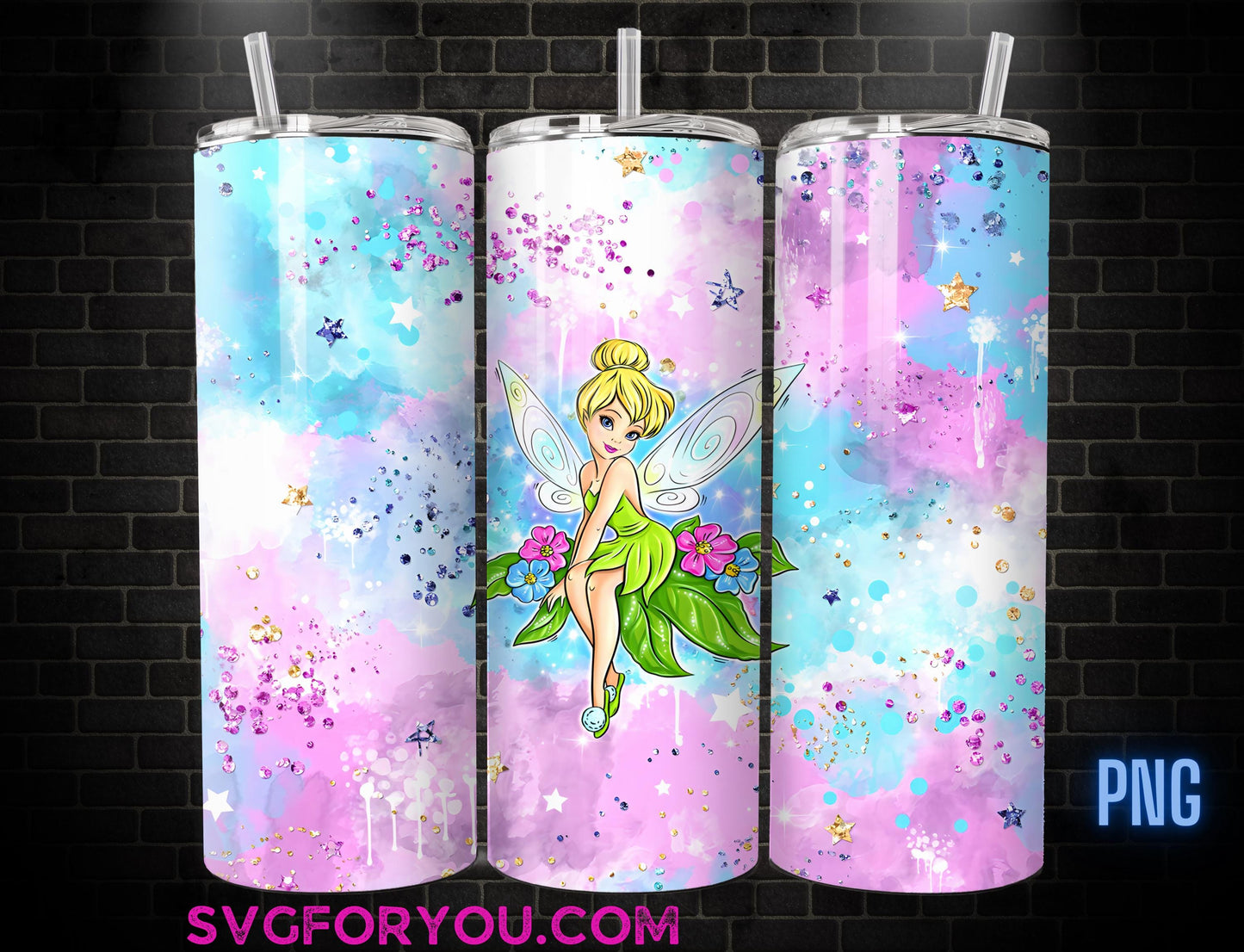 Tinkerbell Diamond Sparkle Glitter Tumbler Wrap PNG, Tinkerbell Tumbler Wrap png, 20oz Skinny Tumbler png, Skinny Tumbler Wrap Design PNG