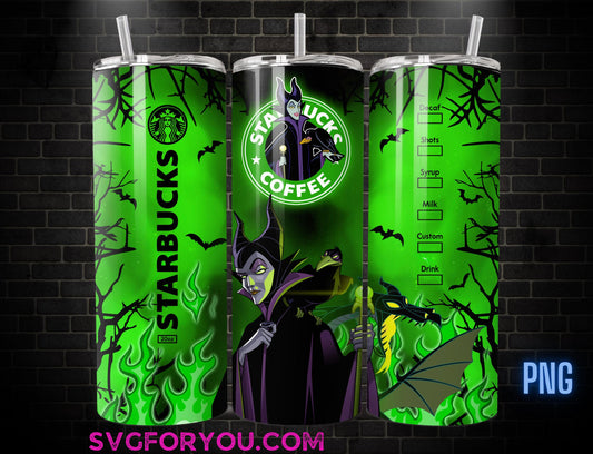 Maleficent Villains Halloween Tarot Cards Coffee 20oz Skinny Tumbler PNG, Villains Skinny Tumbler Wrap Design PNG File Digital Download