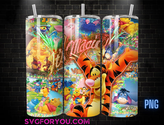 Its Magic Tigger Piglet 20oz Skinny Tumbler Template PNG, Winnie the pooh Skinny Tumbler Wrap Design PNG File Digital Download