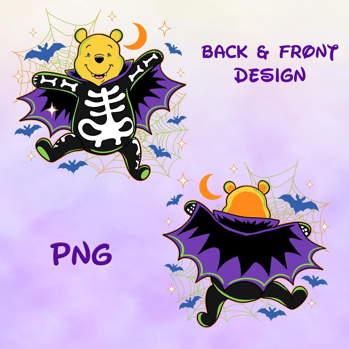 Winnie the Pooh as a Vampire PNG, Halloween Png, Bear and Friends Png, Halloween Cartoon Bear Png, Spooky Season Png