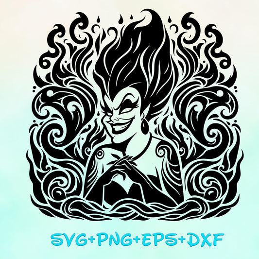 Ursula Villains Mandala SVG, The Little Mermaid , Zentangle Silhouette Cut Files, Png, Printable, Sublimation Design