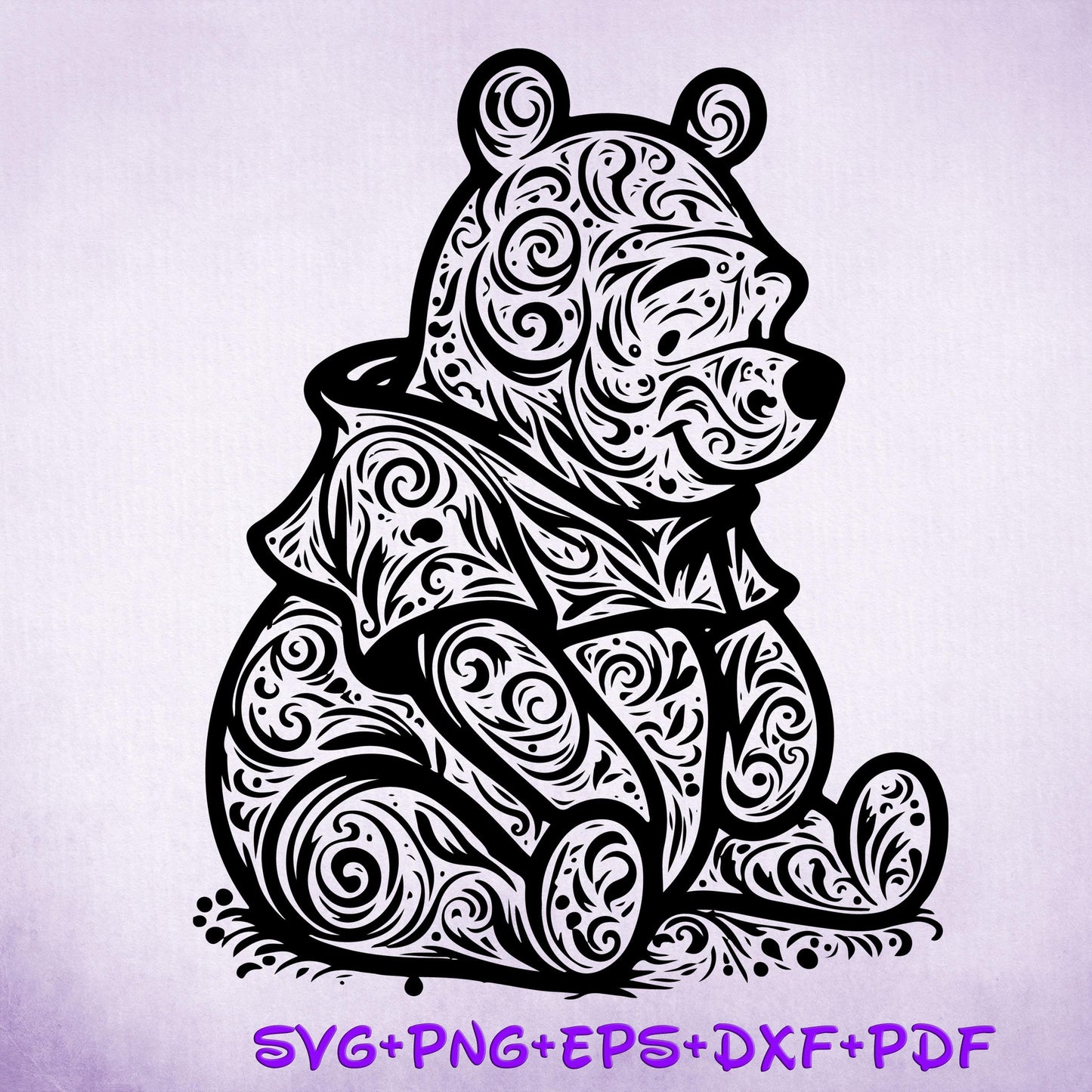 Pondering Winnie the Pooh Mandala SVG, Enchanted Svg, Silhouette Cut Files, Zentangle SVG, Sublimation Design, Pooh Bear Sketch Png
