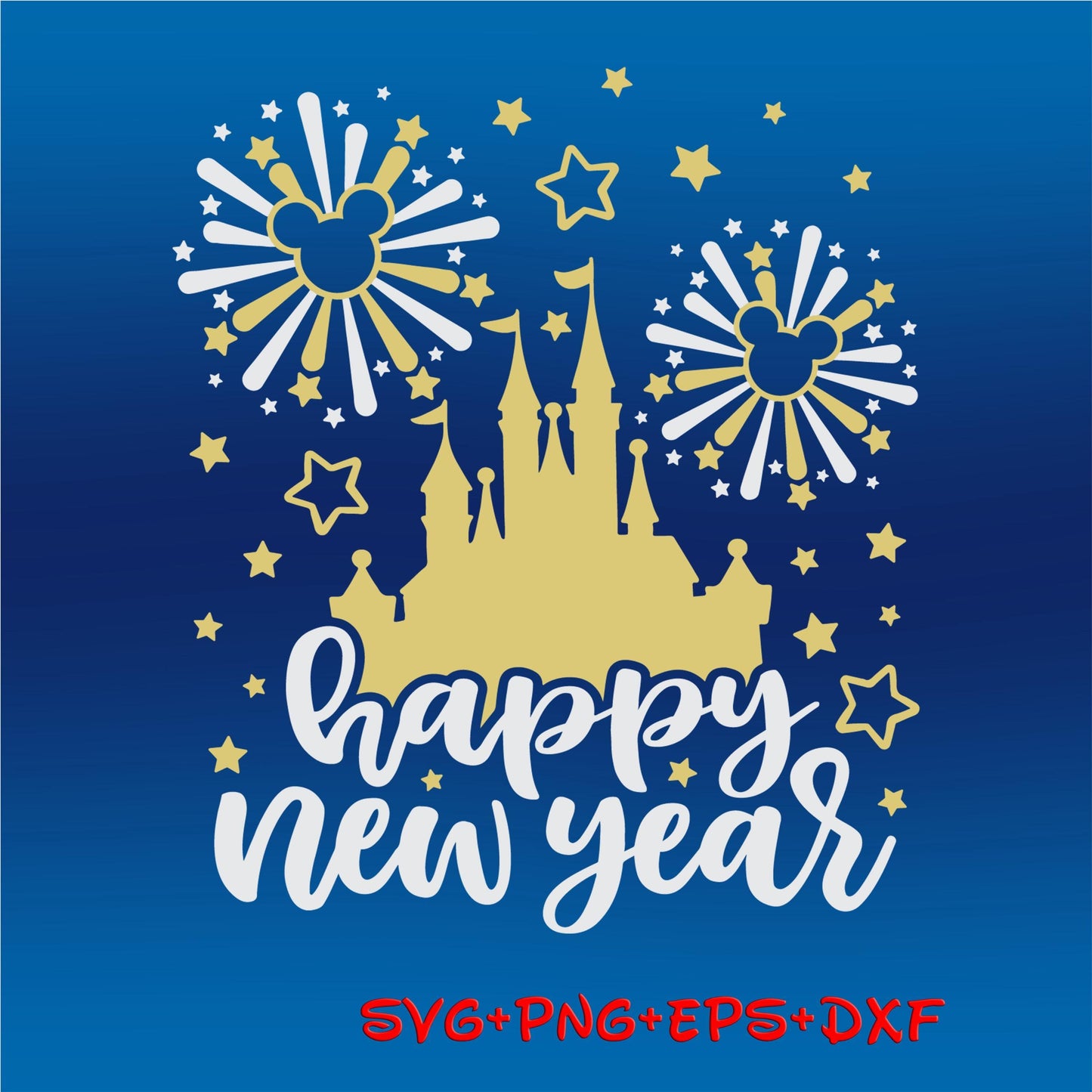Mickey Mouse Happy New Year Castle Fireworks 2025 SVG, Mickey Mouse And Friends New Year Shirt Design Png, Trendy New Year's Eve svg Png
