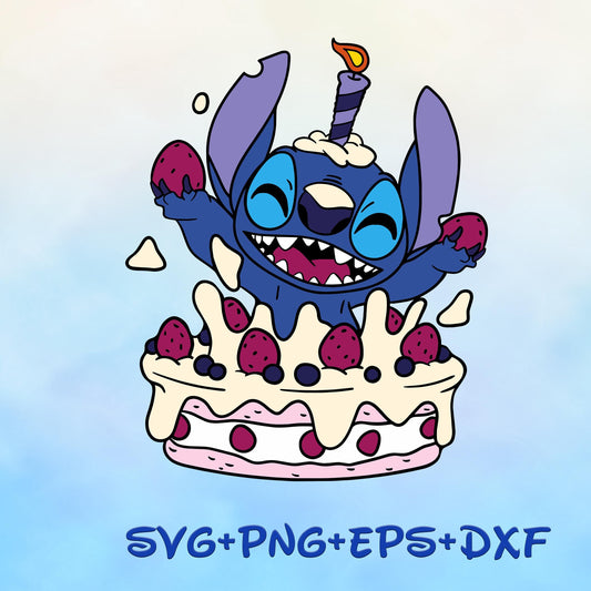 STITCH Purple Birthday Cake svg,  Its My Birthday SVG Png, Happy Birthday svg png, Family Vacation Png, Magical Kingdom images bundle