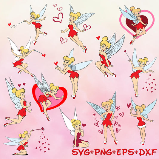 Tinkerbell Gives Love Svg, Princess Sending Love Svg, Bundle, Princess Tinkerbell Svg, Valentine's Day Svg, Cricut File png