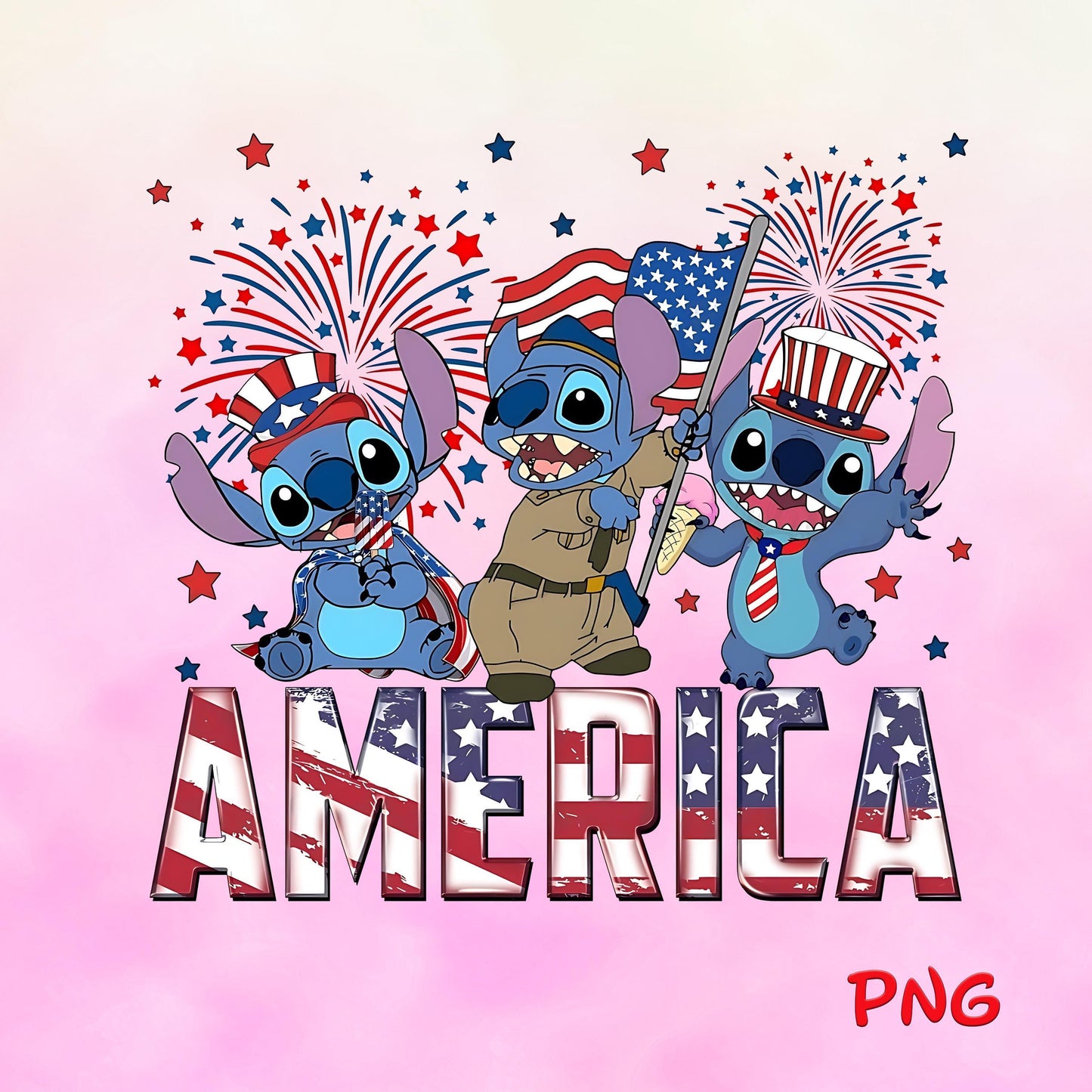 Stitch America Png, 4th Of July, 1776 Png, Independence Day Png, Fourth Of July, American Flag Png, Memorial Day Freedom, Patriotic Png