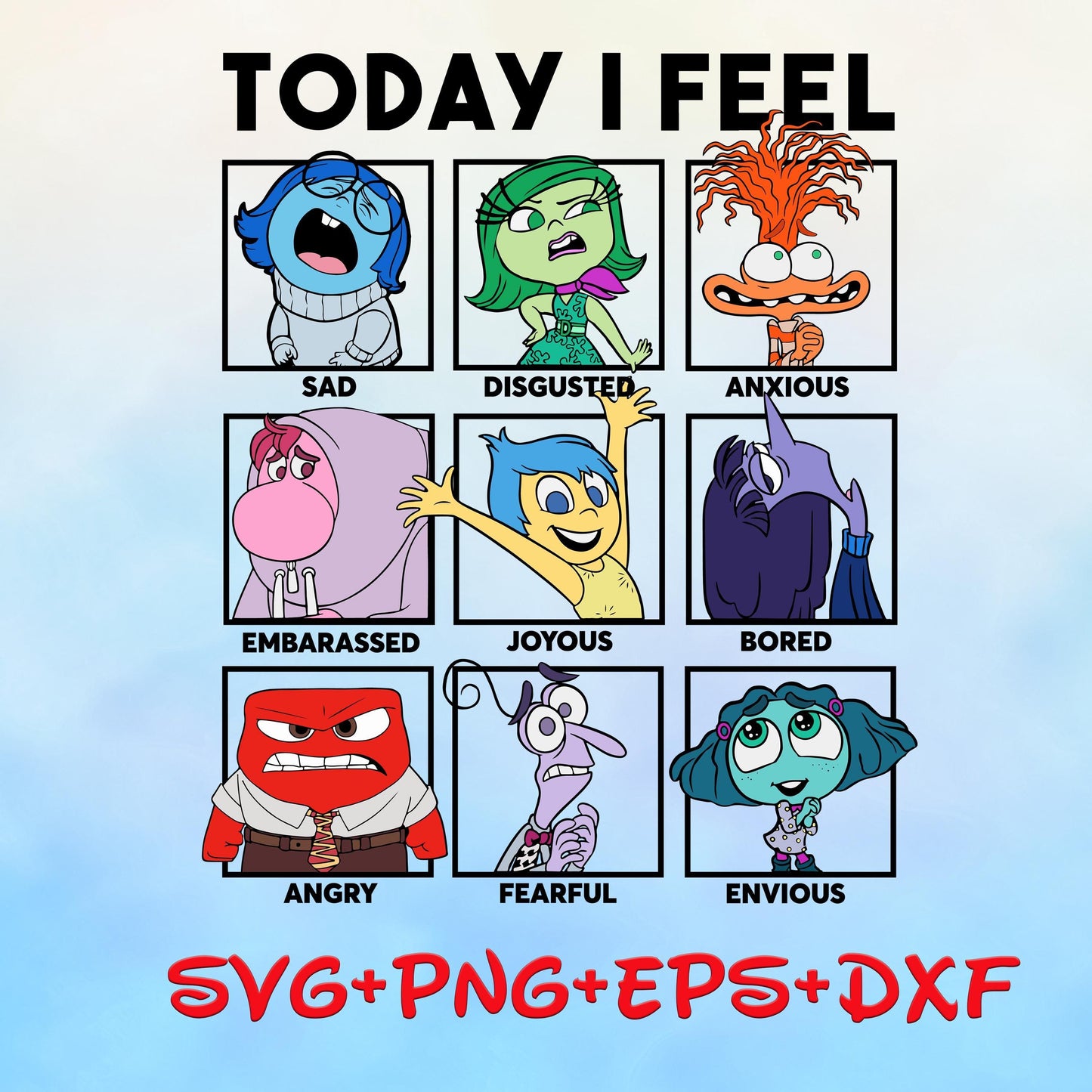 Inside Out Today I Feel SVG PNG, Disney Feel All Your Emotions SVG Png, Mental Health Matters svg Png bundle