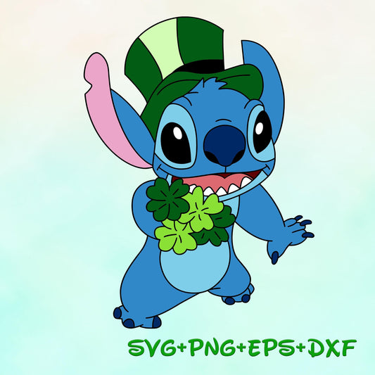 Stitch St Patrick's Day Clover Svg, St Patricks day Svg, Lucky Vibes Svg, Stitch Clover Svg, Stitch Couple , Clover svg, Feeling Lucky SVG