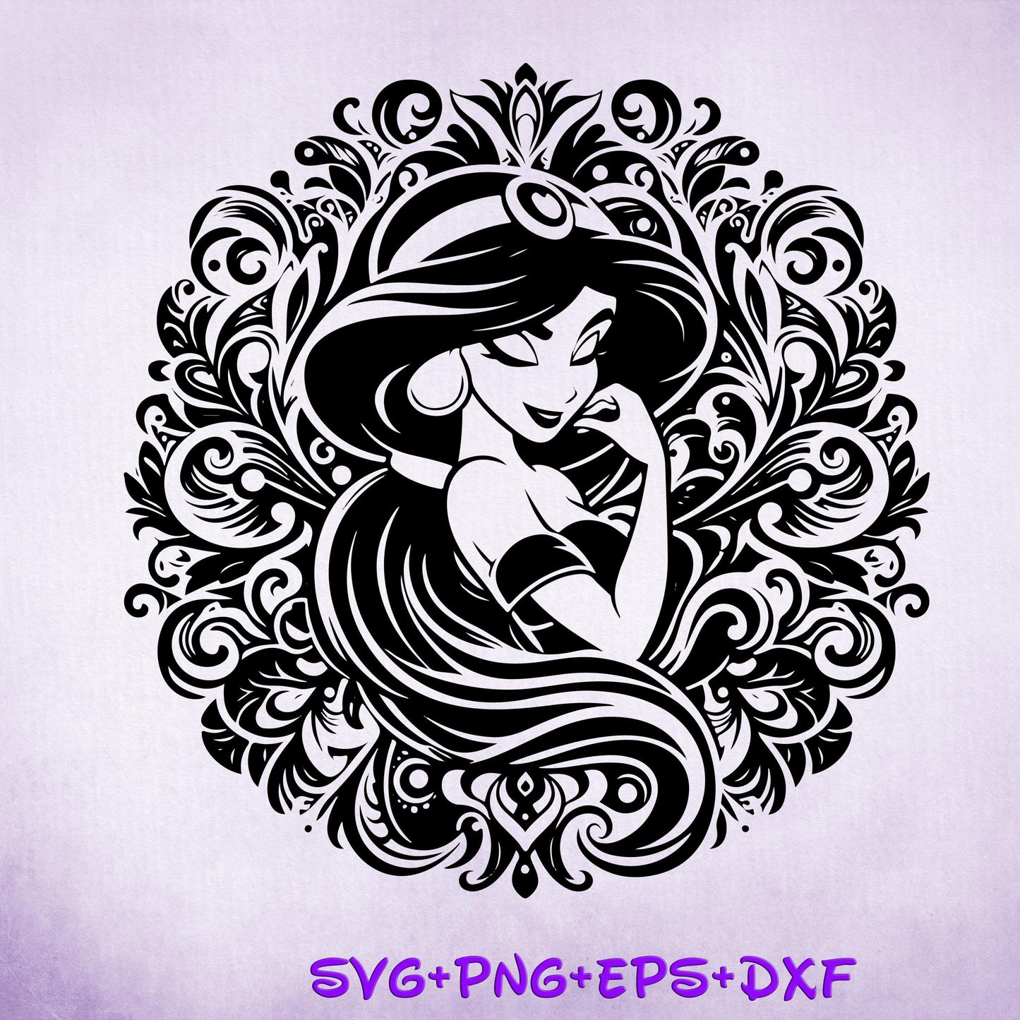 Princess Jasmine Mandala Princess SVG, Aladdin Enchanted , Silhouette Cut Files, Png, Printable, Sublimation Design