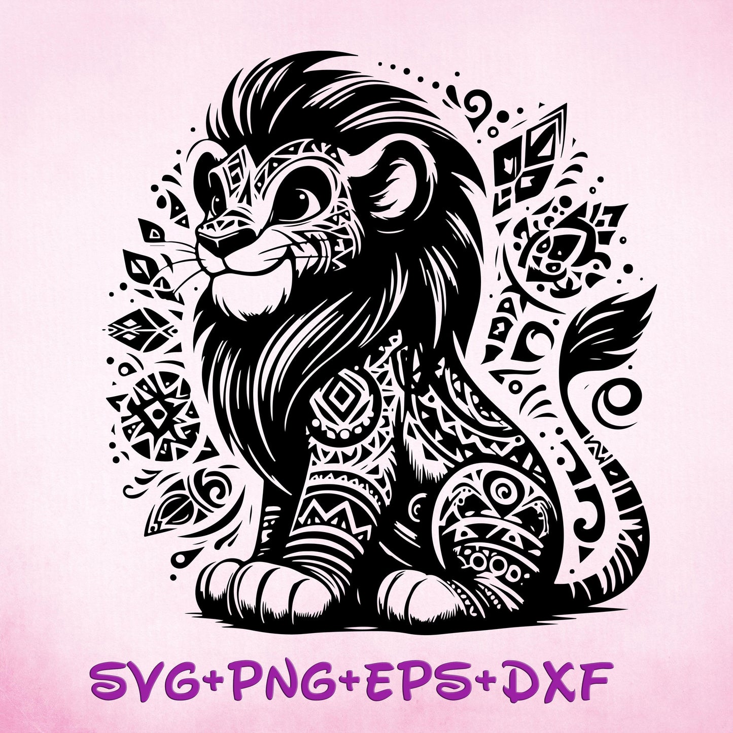 Simba Mandala SVG, Enchanted Svg, Silhouette Cut Files, Zentangle SVG, Sublimation Design, The Lion King Mandala Sketch Png