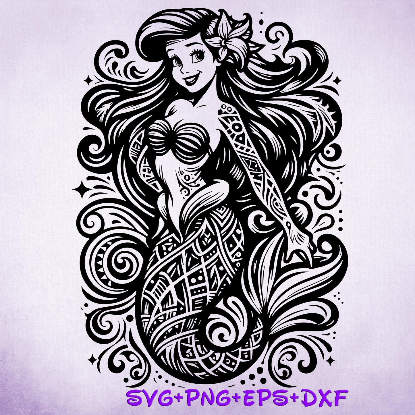 Princess Ariel Eric Mandala Princess SVG, The Little Mermaid Enchanted , Silhouette Cut Files, Png, Printable, Sublimation Design
