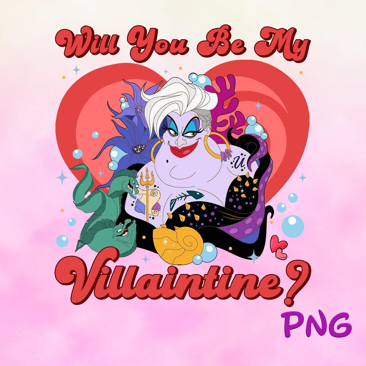 Ursula will you be my villaintine Valentine Png, Valentine Horror Cartoon Villain Png, Cartoon Villain Png, Digital Download