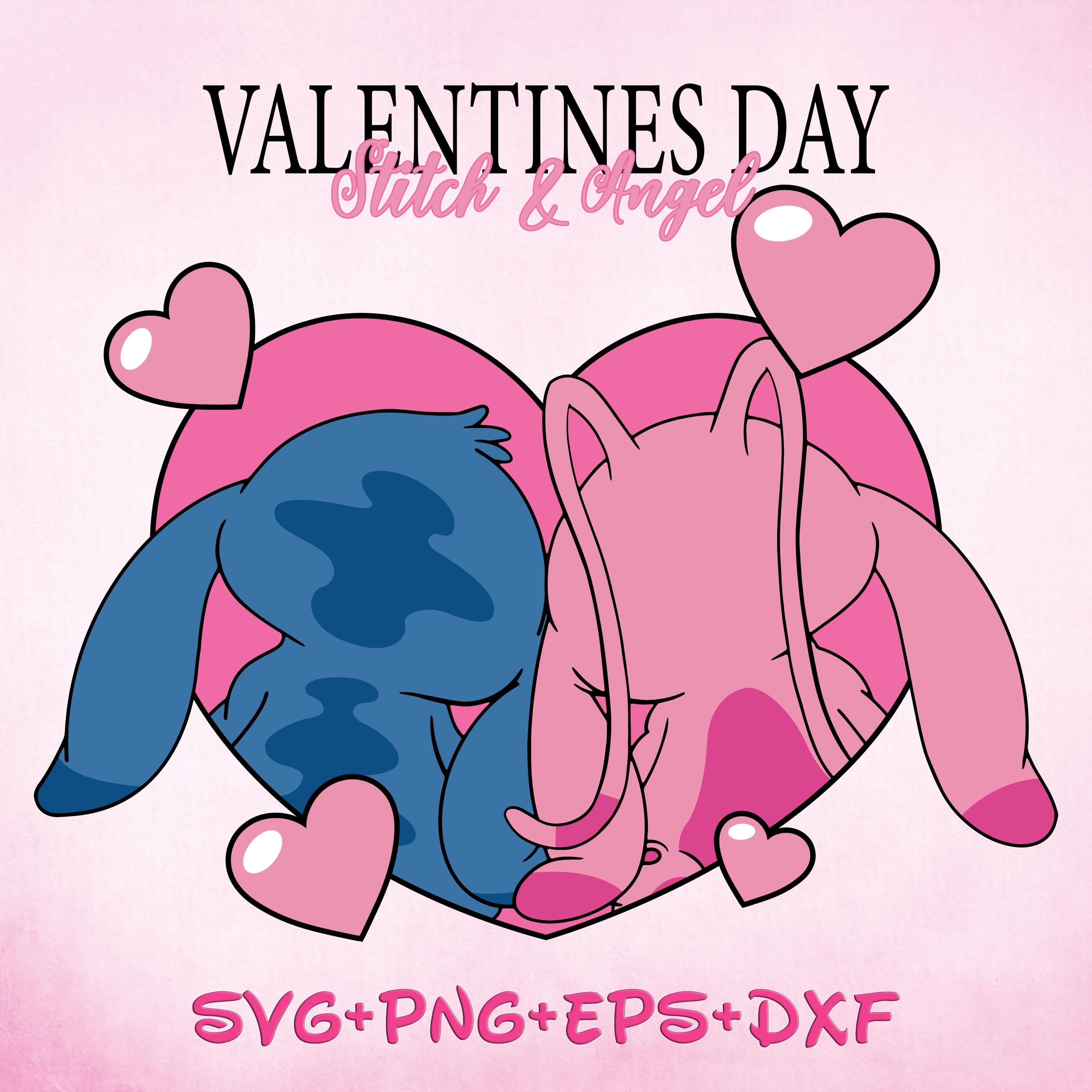 Angel Stitch Kiss Valentine SVG png, You Are My Valentine Svg, Valentines Day Svg, My Valentine Svg, Stitch Svg, Stitch Love Svg