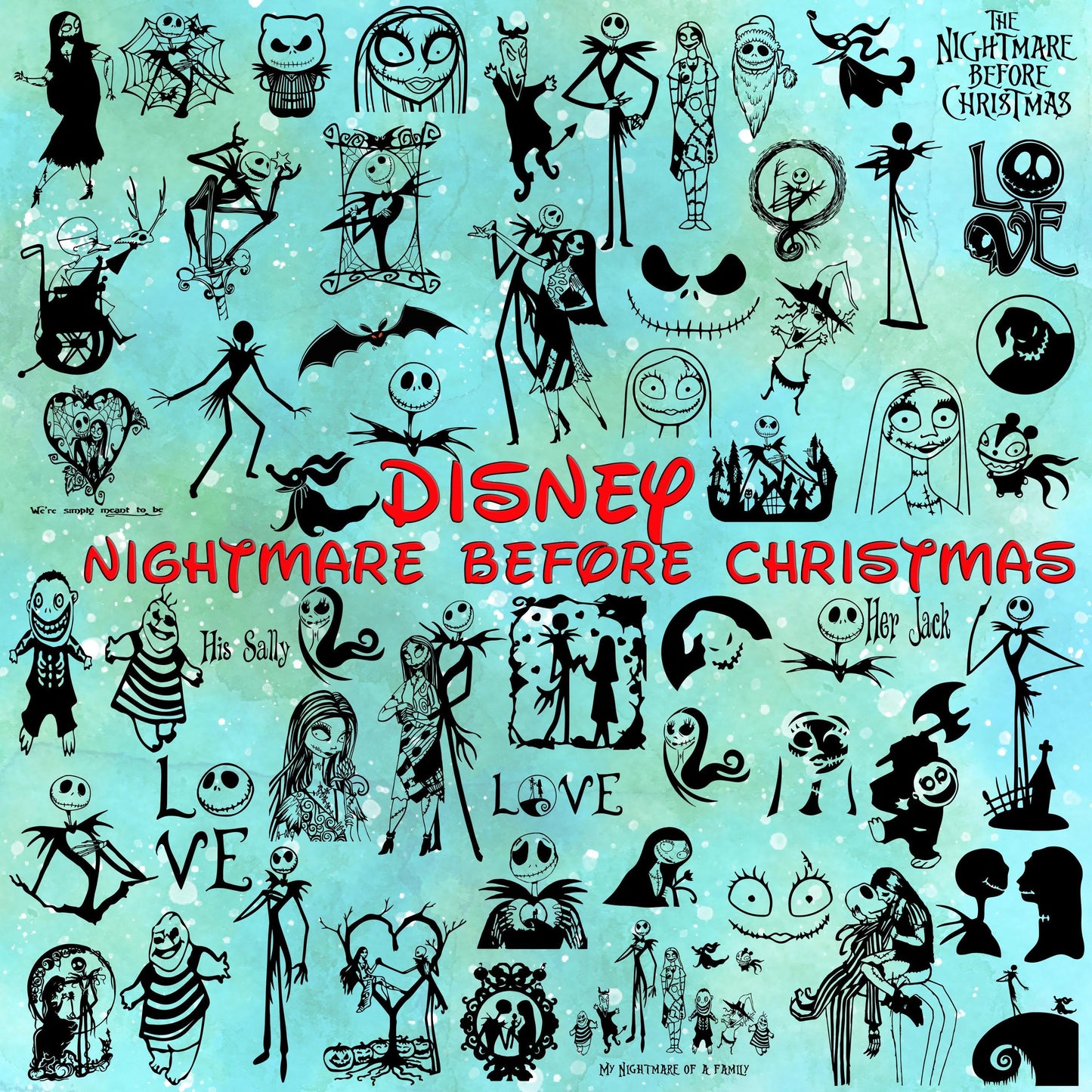 The Nightmare Before Christmas Svg Bundle, Jack Skellington, Night Before Christmass Clipart, Cricut, Digital Vector Cut File images bundle