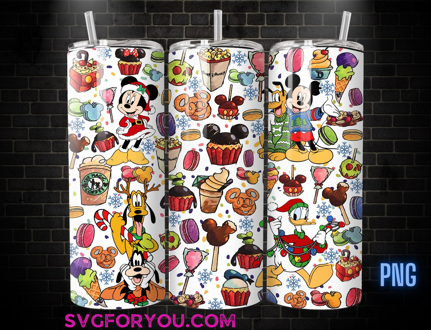 Christmas Mickey Minnie Mouse Tumbler SublimationTemplate, Mickey And Friends Png, Mickey Mouse Christmas Tumbler PNG wrap
