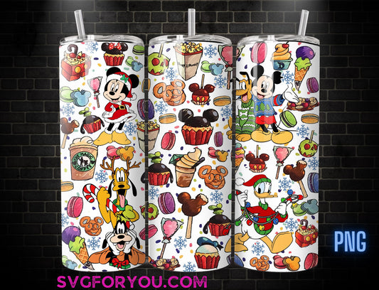 Christmas Mickey Minnie Mouse Tumbler SublimationTemplate, Mickey And Friends Png, Mickey Mouse Christmas Tumbler PNG wrap