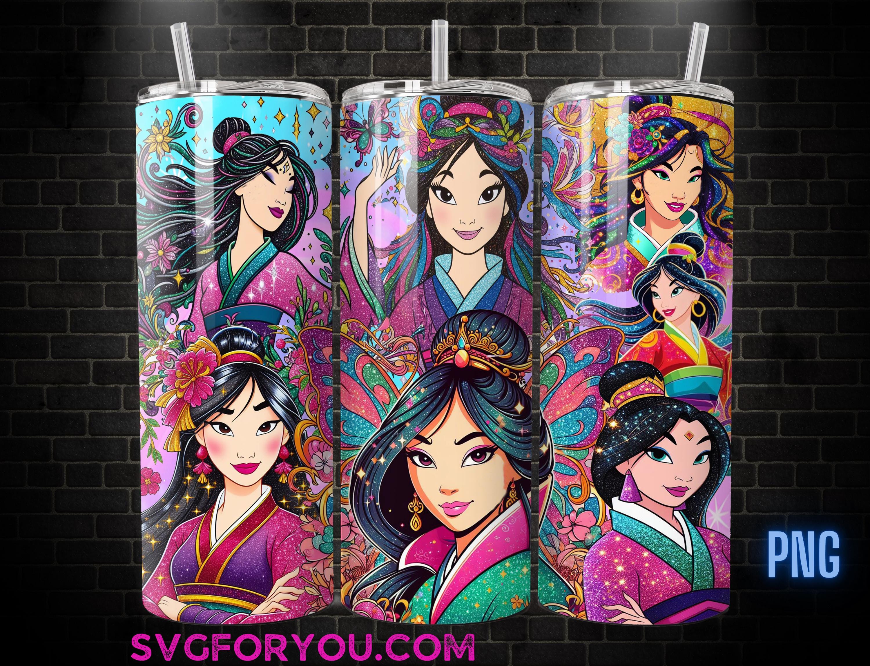 Mulan 20oz Skinny Tumbler Template PNG, Mulan Skinny Tumbler Wrap Design PNG File Digital Download