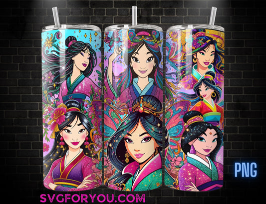 Mulan 20oz Skinny Tumbler Template PNG, Mulan Skinny Tumbler Wrap Design PNG File Digital Download