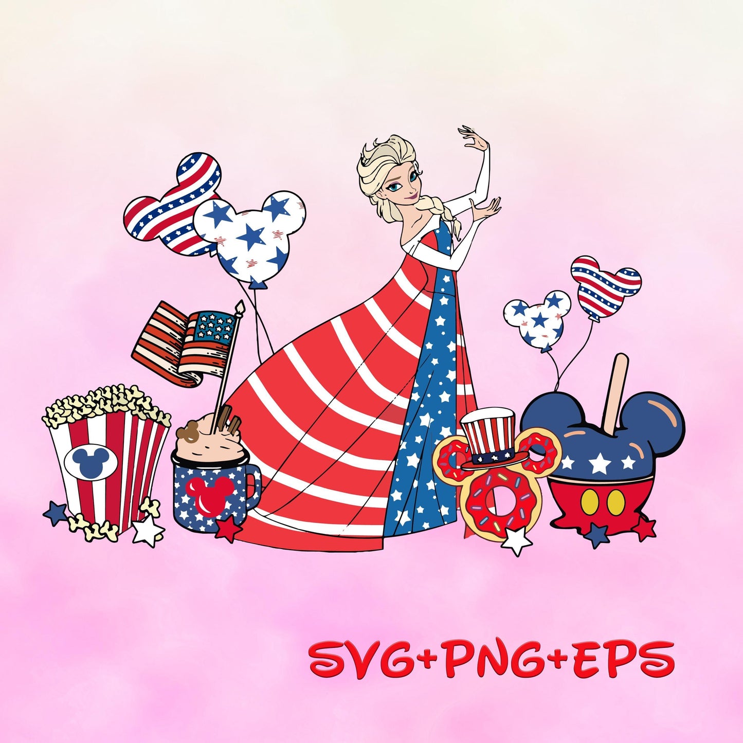 Princess Elsa 4th Of July svg png, Happy 4th Of July, Independence Day, American Freedom, Fourth Of July, Family Vacation svg
