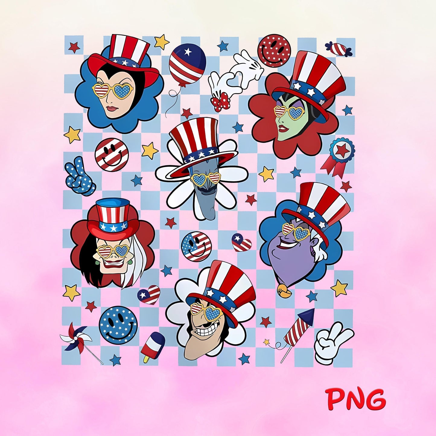 Villains Ursula Cruella Evil Queen 4th july PNG, Independence Day png , Fourth Of July, Memorial Day Freedom, Patriotic Png, USA Png