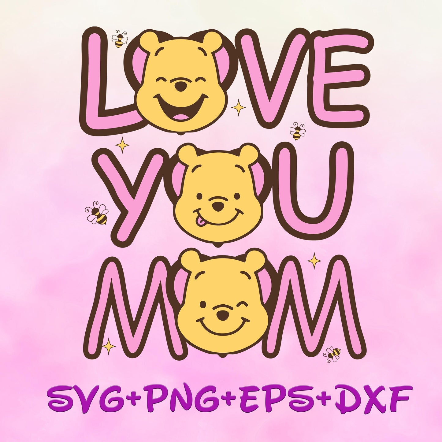 love you Mom Mum svg Png, Mama Svg, Winnie The Pooh Mom Png, Winnie The Pooh Sublimation, Happy Mother's Day Png, Family Trip svg