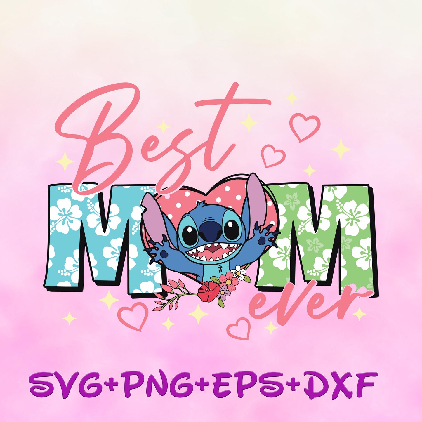 Stitch Best Mom Ever Mothers Day SVG, Lilo Angel Stitch Svg, Mama Sublimation, Happy Mother's Day Png svg