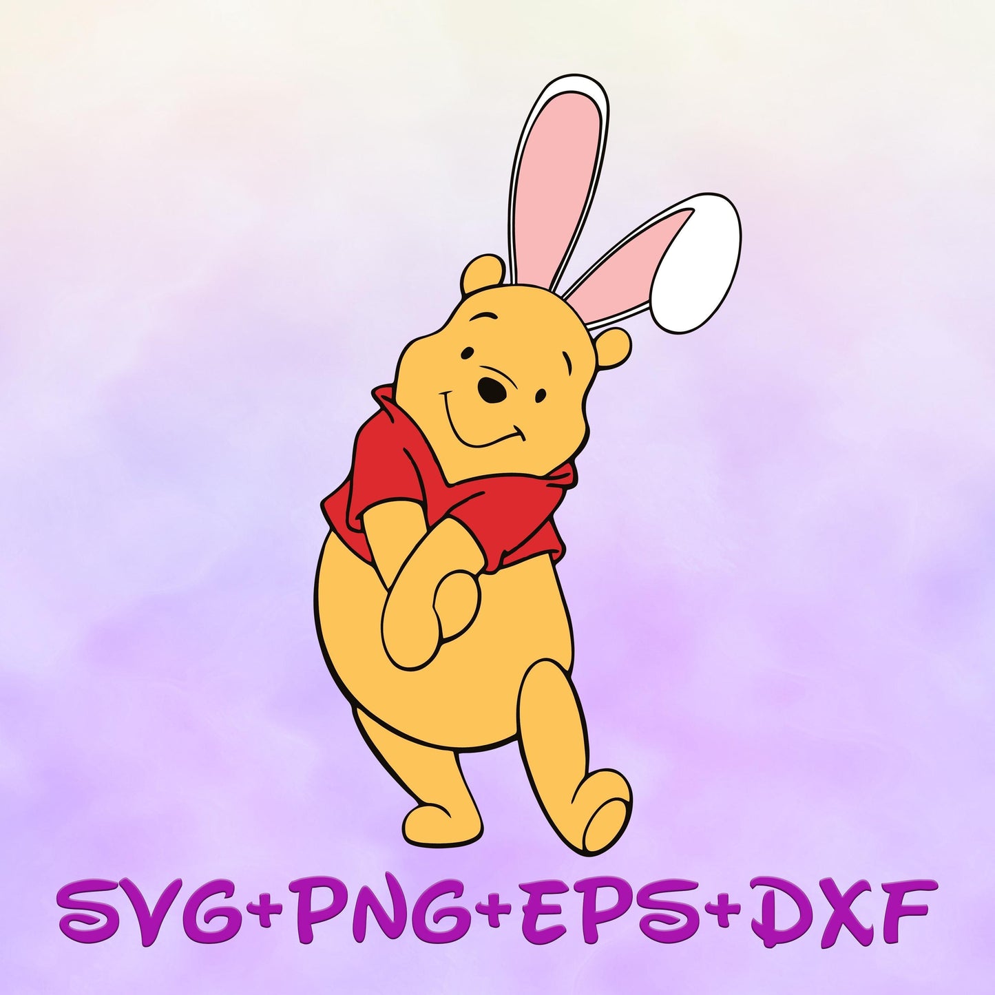 Winnie The Pooh Easter Bunny with ears SVG, Happy Easter day svg png, Pooh Sublimation Design, Cartoon Easter svg, Happy Easter Day svg