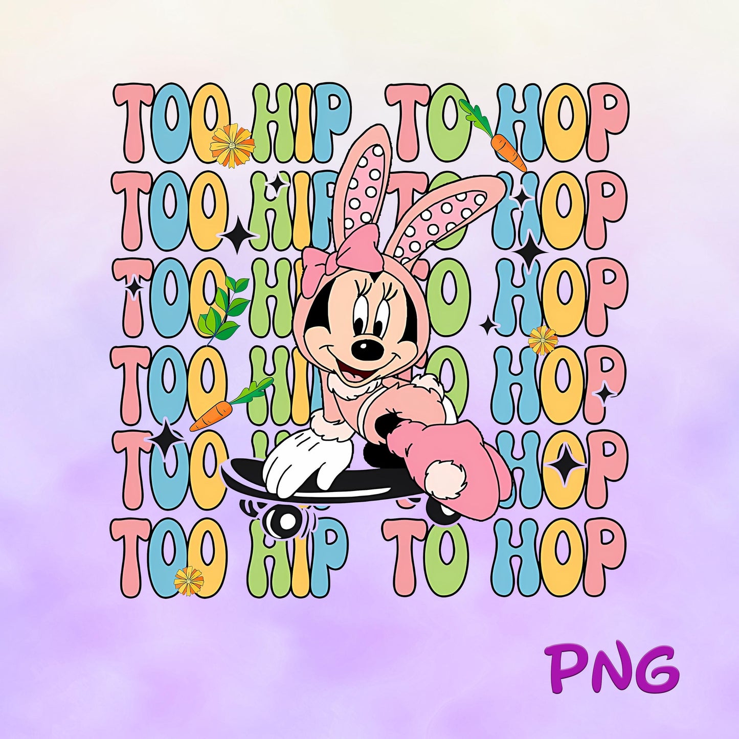 Minnie Too Hip To Hop Easter Day PNG, Mickey Mouse And Friends Bunny Ears and Eggs Png, Easter Bunny Png, Magical Easter Day png