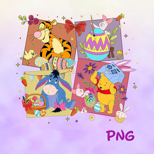 Winnie The Pooh Easter Clipart, Tigger & Friends (Digital PNG Files)