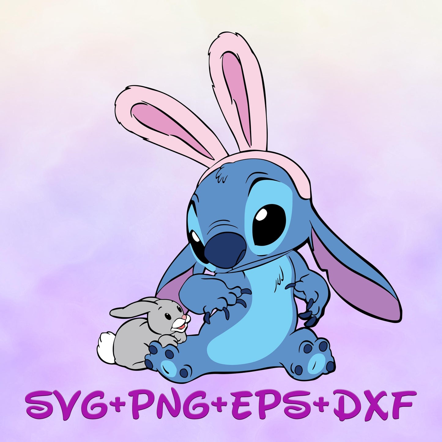 Stitch with Bunny svg, Happy Easter Svg, Cute Easter Svg, Colorful Eggs Svg, Bunny Ear Svg, Bunny Egg Hunt Svg png