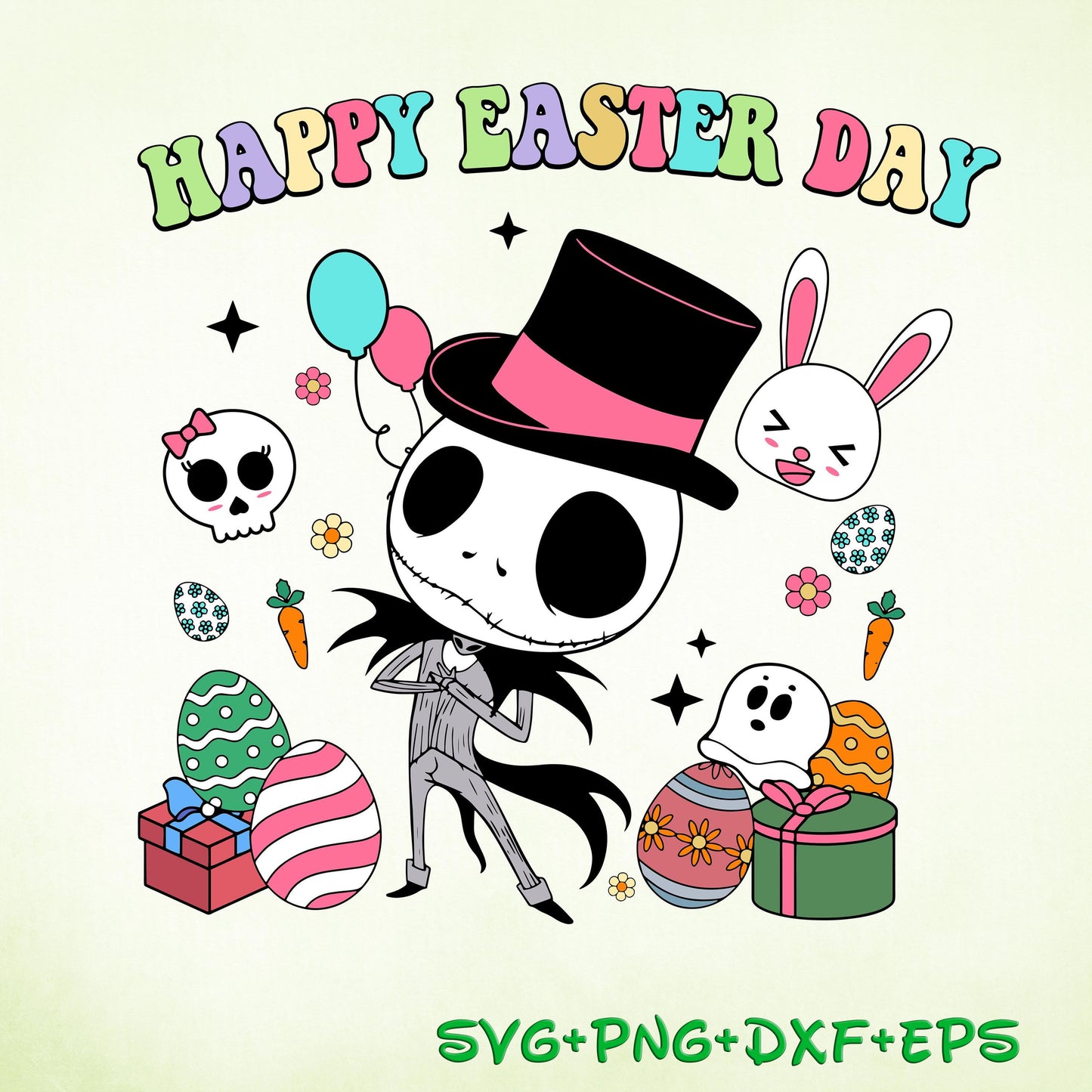 Jack Skellington Easter Day Svg, Easter Bunny Happy Easter Day svg png, Jack And Sally Svg, Horror Movie Svg, nightmare before christmas svg