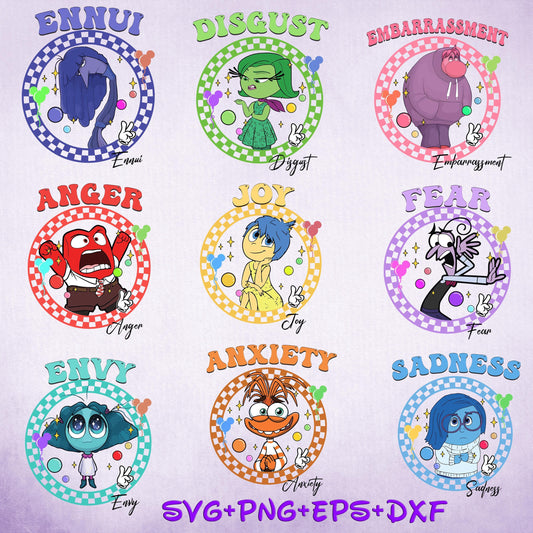 Inside Out Friends Svg Bundle, Family Trip, Core Memory Day Svg, Magical Kingdom, Vacay Mode, Character Cartoon,Speech Therapy