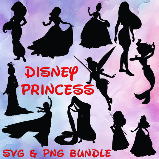 Princess Silhouette Svg Bundle Layered Item, Clipart, Cricut, Digital Vector Cut File