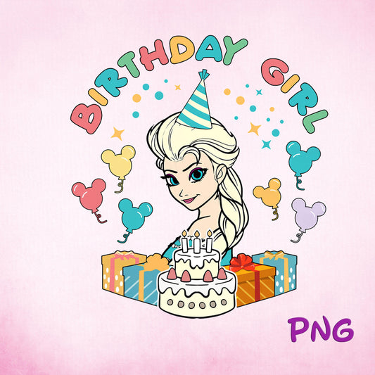 Frozen Birthday Party Princess, Princess Elsa Anna Let it Go png, Birthday Girl Files For Sublimation images bundle