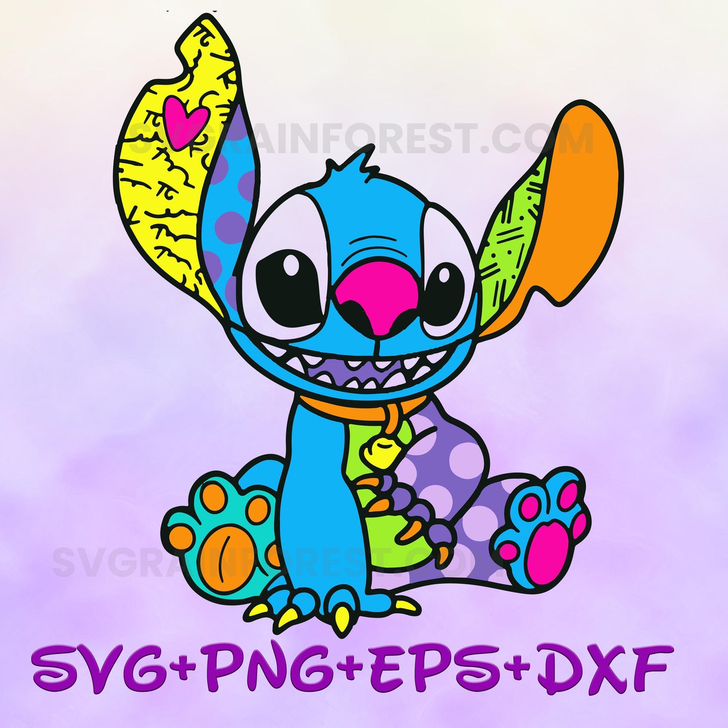 Stitch as Britto SVG Design Files For Cricut Silhouette Cut Files Layered And PrintAndCut Fun Multi color bright SVG