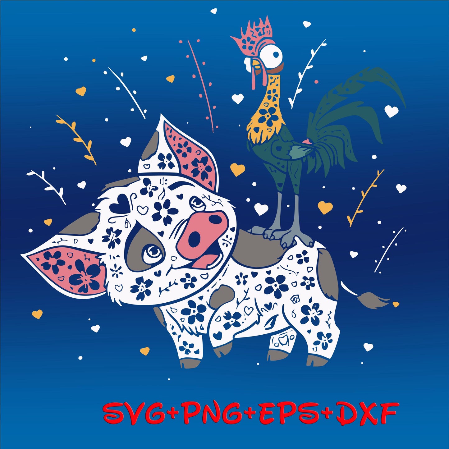 Pua And Heihei SVG PNG, Moana Sugar Skull Svg, Moana Movie 2 Png, Moana Svg, Pua And Heihei Png, Pua Christmas Svg, Hei Hei Christmas Png