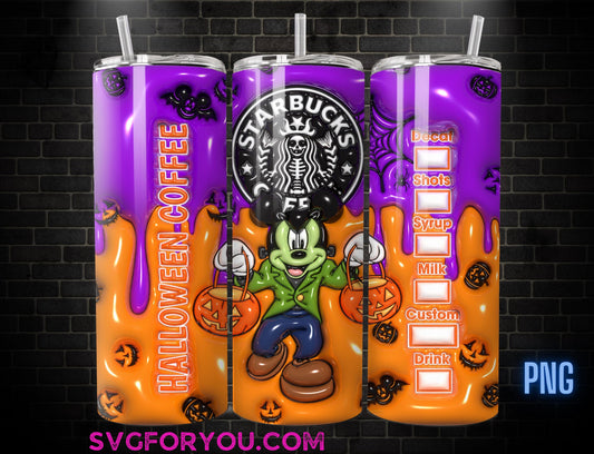 Retro Halloween Inflated Mickey Mouse 20 oz Skinny Coffee Tumbler, Mickey Mouse Sublimation Design Template, Mickey Comic Book Strip png