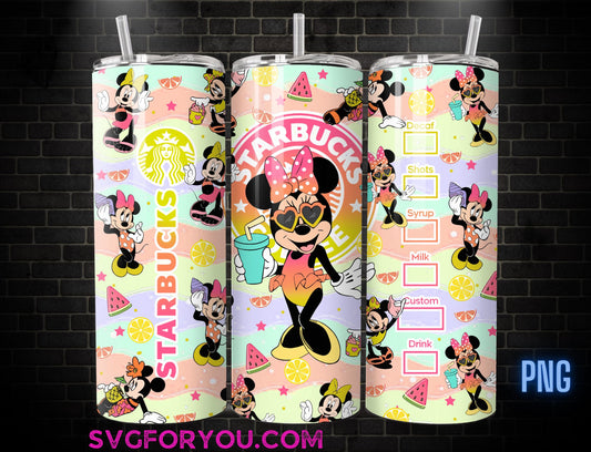 Minnie Mouse Summer Beach Vacation 20 oz Skinny Tumbler, Mickey Mouse Sublimation Design Template, Mickey Spring png