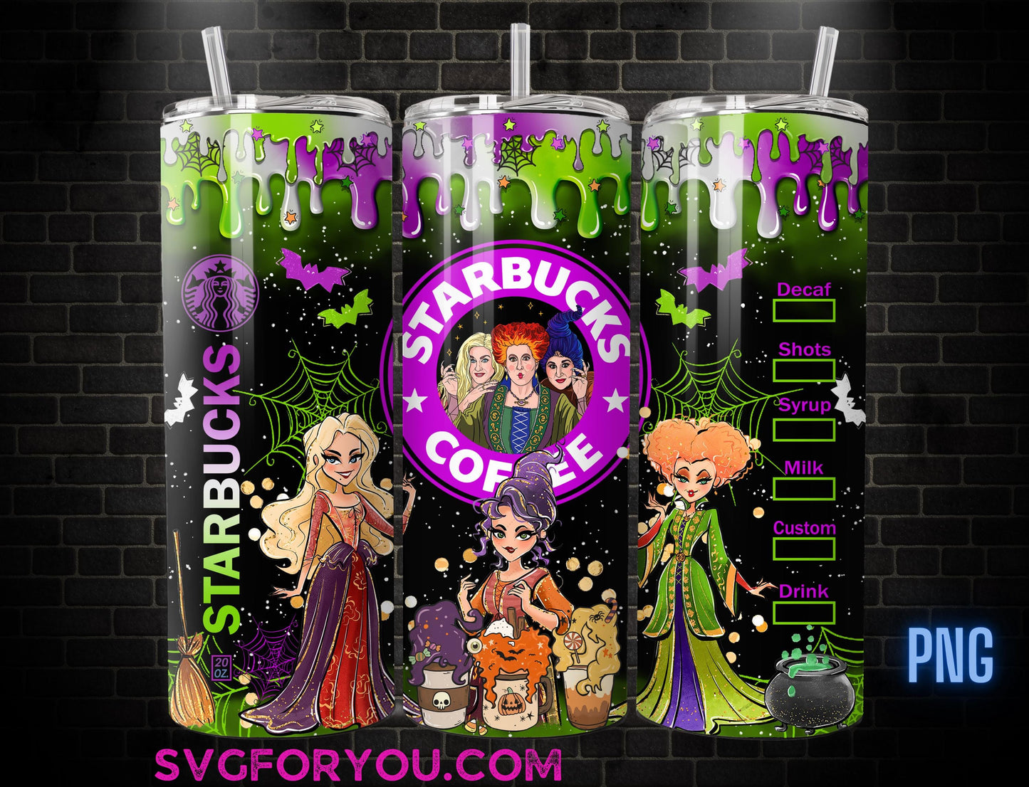 Hocus Pocus Drip Tumbler Wrap, Halloween Tumbler Wrap, Witch Wrap PNG, Sublimation Design, Skinny 20oz Tumbler Wrap