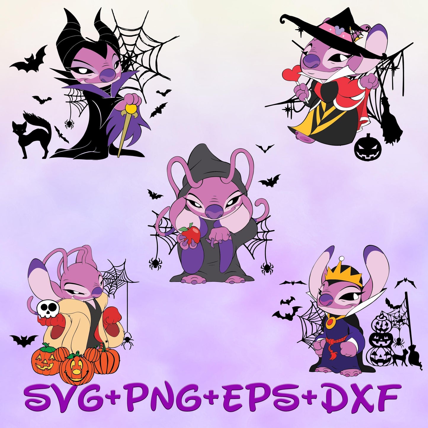 Angel Costume Evil Queen Svg, Maleficent Svg, Cruella Devil , Queen Of Heart svg, Ursula svg, Villains Lilo And Stitch Svg, Halloween Bundle