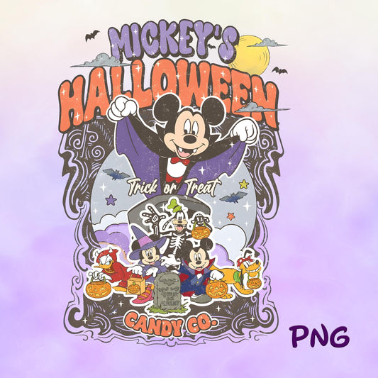 Magic Kingdom Mickeys Halloween Trick Or Treat Candy Co PNG, Mouse and Friends Halloween Png, Retro Halloween Png, Halloween Png File