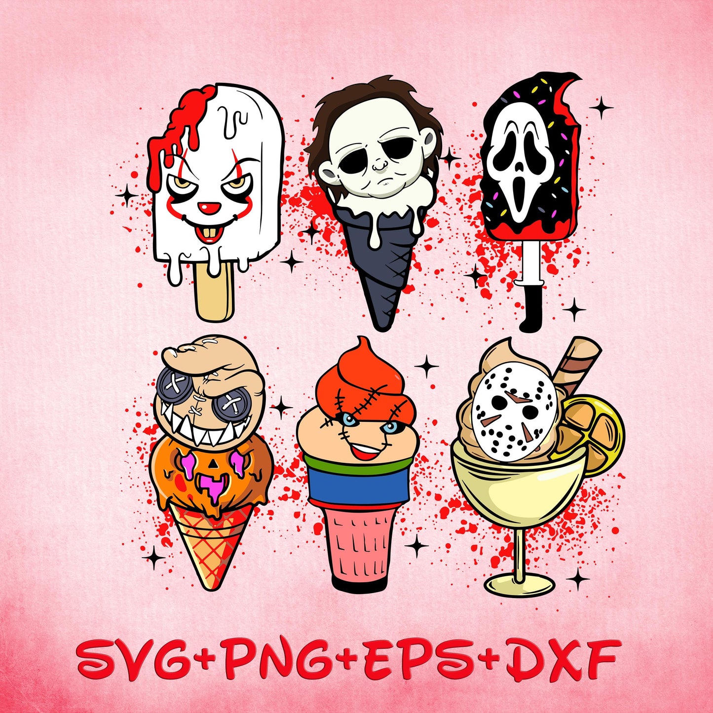 Ghostface Horror Ice Creams SVG PNG, Freddy Kruegar , Jigsaw, Pennywise, IT, Michael Myers svg, Ghostface Summer Holidays Svg